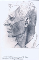 Ted Drover drawing of Dr. JM Olds